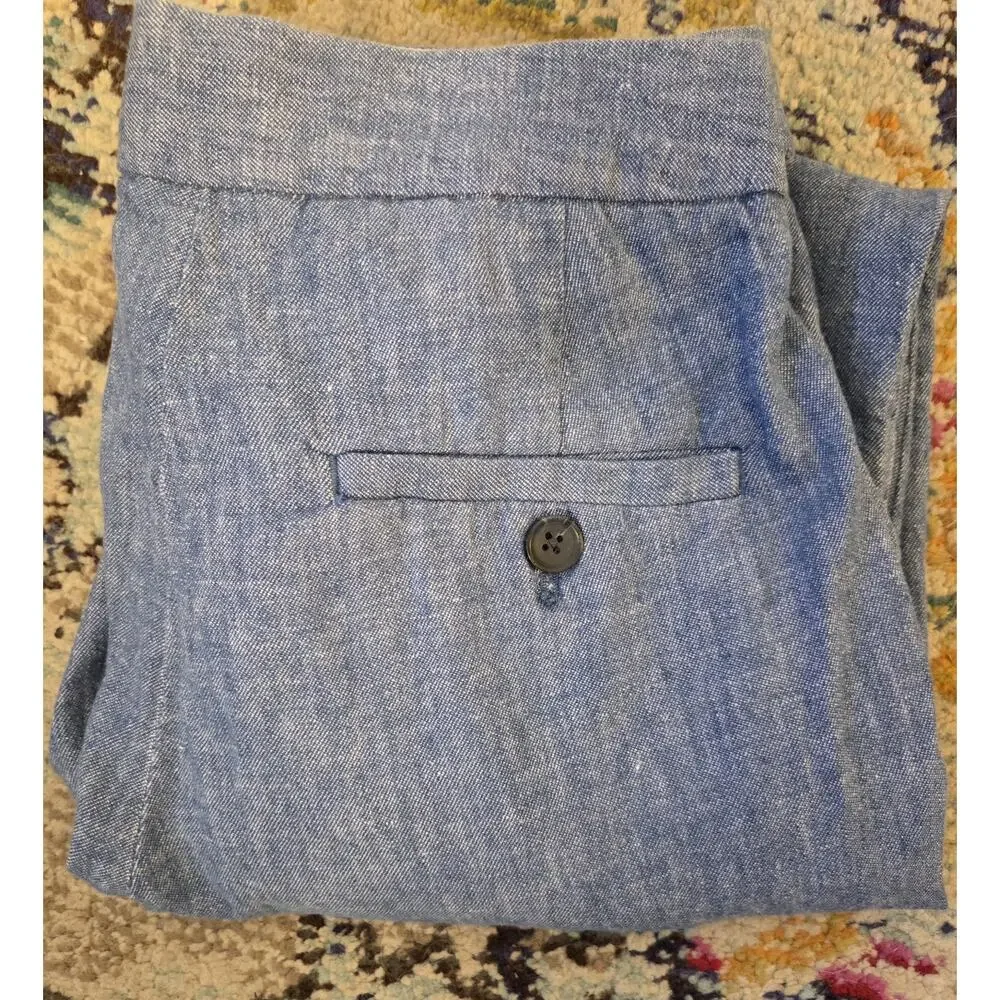 Womens Banana Republic Linen Blend Avery Ankle Pants Sz O Attached Tie Belt